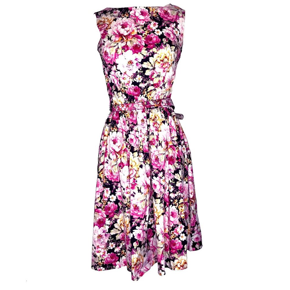 Retro Flowered SummerCotton Dress | Size MRetro